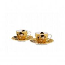Porcelianiniai espresso puodeliai su lėkštutėmis Bučinys 2 vnt. 110 ml